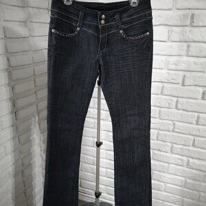 Candy Couture Ladies Size 9 Dark Wash Straight Legs Blue Jeans